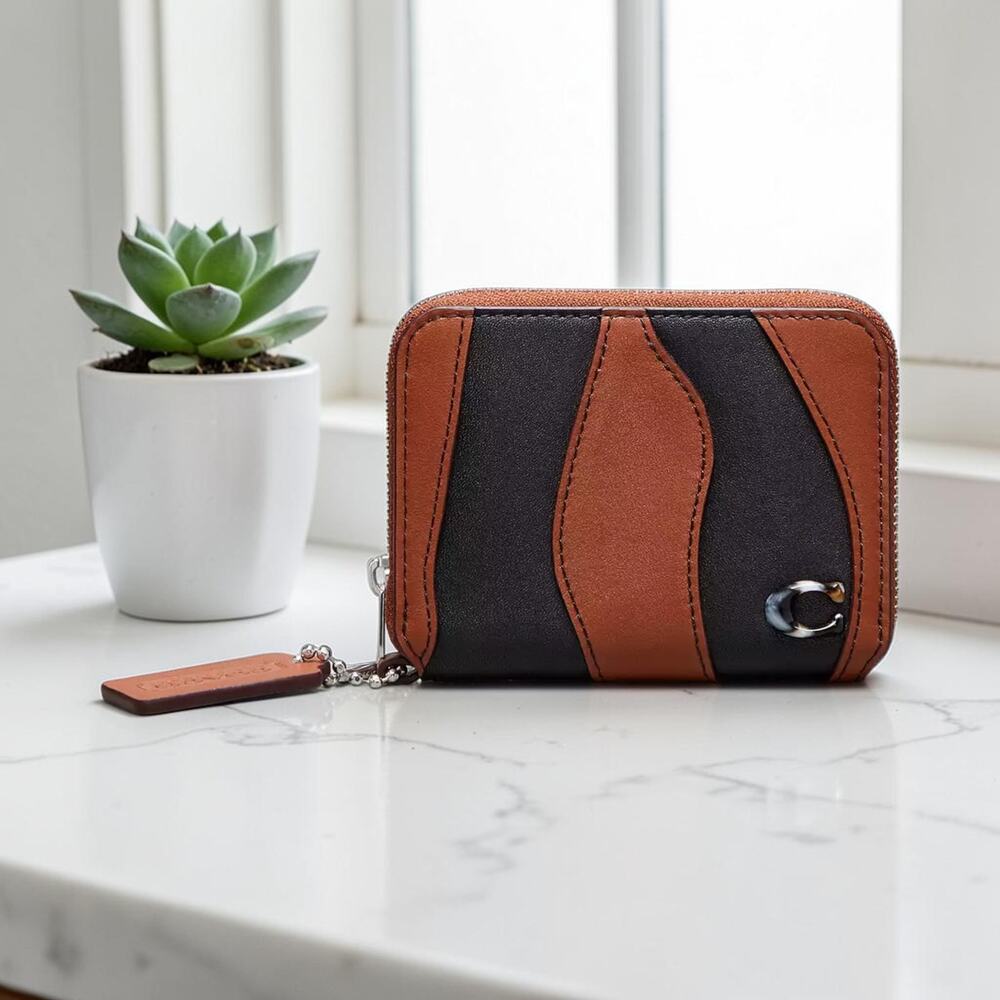 Coach Zip Around Wallet In Wavy Stripe Upcrafted Leather CQ865